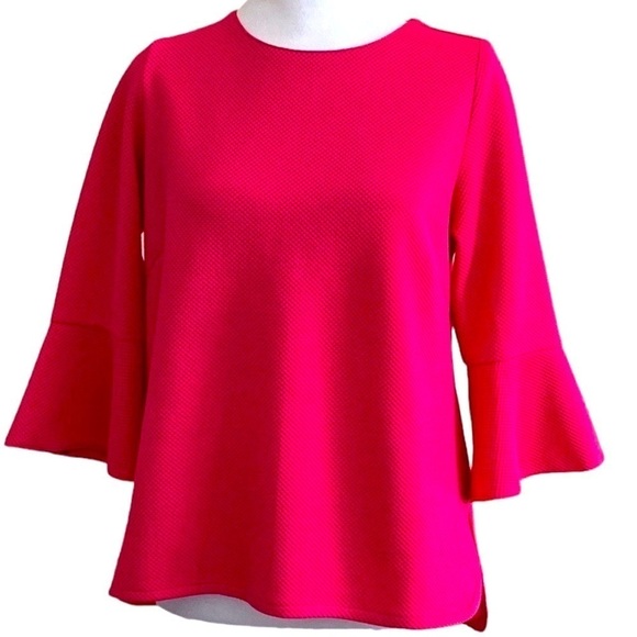 Jade Melody Tam Fuchsia Pink Bell Sleeves Top Blouse Size S - Picture 1 of 6